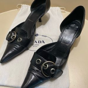 Prada black kitten heel pumps, 9